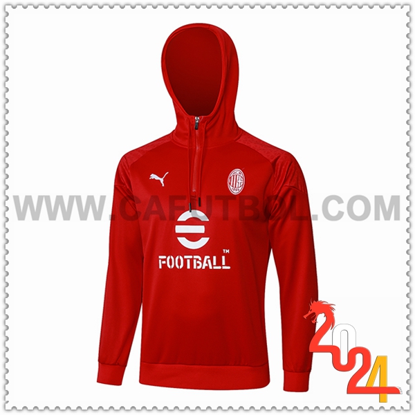 Sudadera Entrenamiento Capucha AC Milan Rojo/Blanco 2023 2024