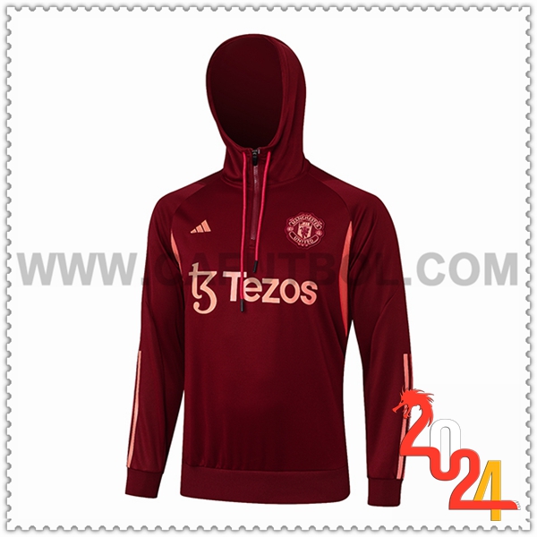 Sudadera Entrenamiento Capucha Manchester United Rojo/Naranja 2023 2024