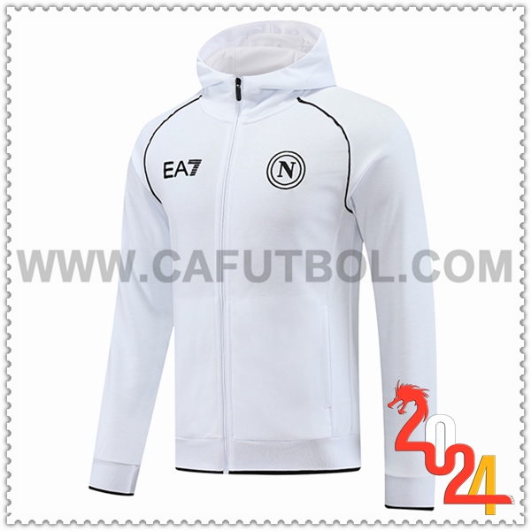 Chaqueta Con Capucha FC SSC Napoles Blanco/Negro 2023 2024