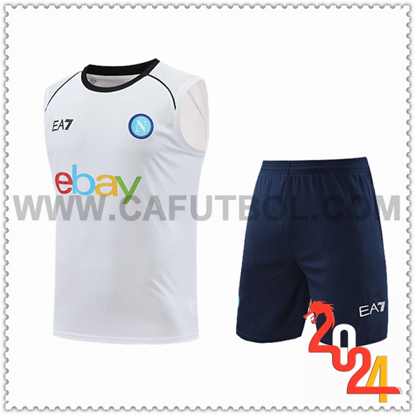 Camiseta Entrenamiento sin mangas + Cortos SSC Napoles Blanco/Azul 2024/2025