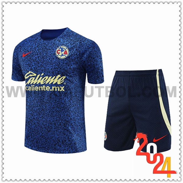 Camiseta Entrenamiento + Cortos Club America Azul/Negro/Verde 2024/2025