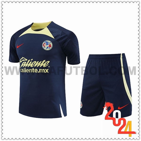 Camiseta Entrenamiento + Cortos Club America Azul Oscuro 2024/2025