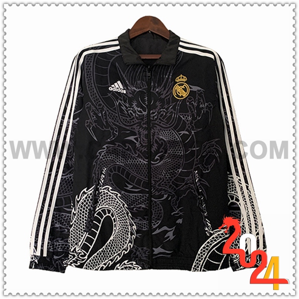 Rompevientos Real Madrid Negro/Gris/Blanco 2023 2024