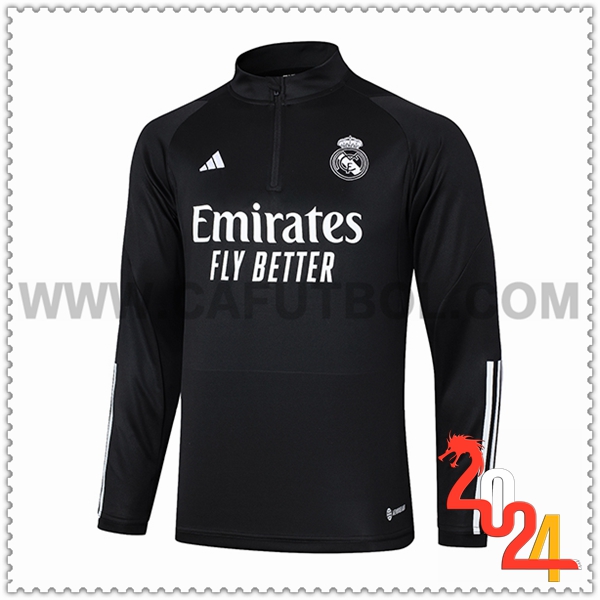 Sudadera Entrenamiento Real Madrid Negro/Blanco 2023 2024