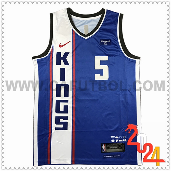 Camisetas Sacramento Kings (FOX #5) 2024/25 Azul/Blanco