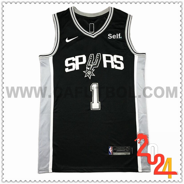 Camisetas San Antonio Spurs (WEMBANYAMA #1) 2024/25 Negro/Gris/Blanco