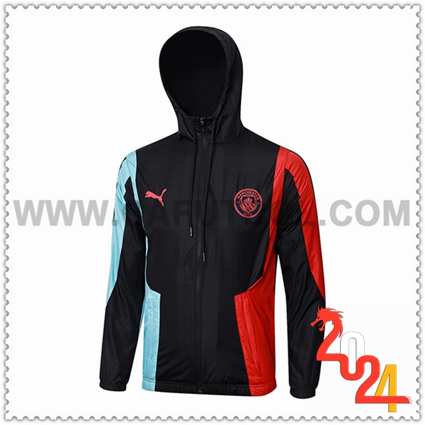 Rompevientos Manchester City Negro/Rojo/Azul 2024 2025