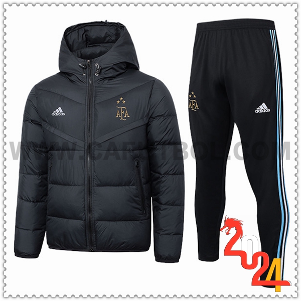 Chandal Plumas Con Capucha Argentina Negro 2024 2025