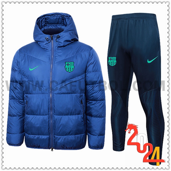 Chandal Plumas Con Capucha FC Barcelona Azul 2024 2025 -02
