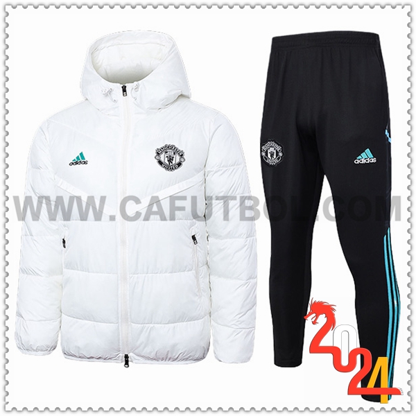 Chandal Plumas Con Capucha Manchester United Blanco 2024 2025