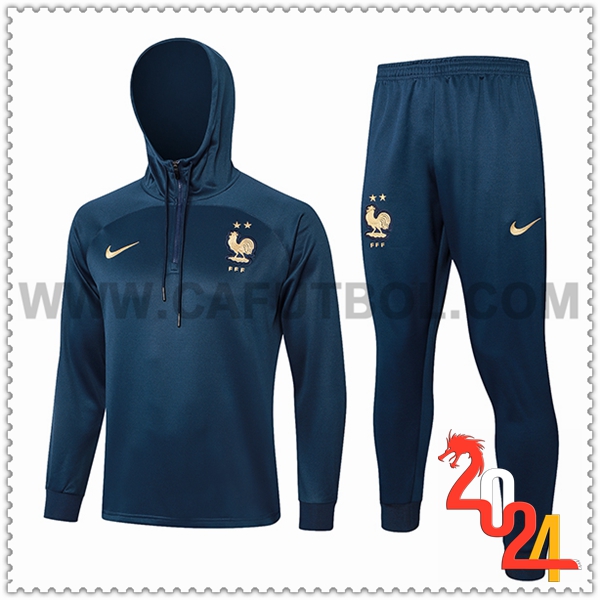 Chaqueta Con Capucha Chandal Francia Azul marino 2024 2025