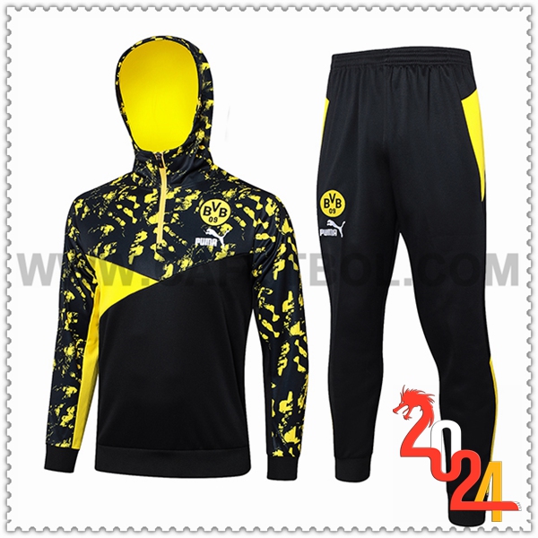 Chaqueta Con Capucha Chandal Dortmund Negro/Amarillo 2024 2025