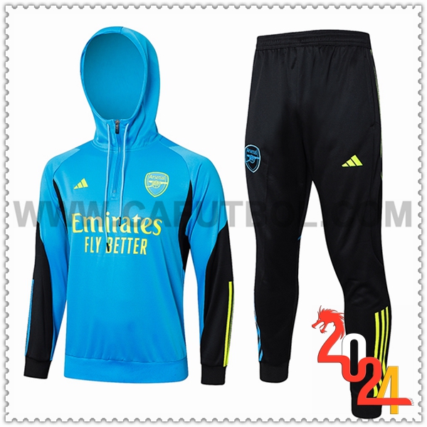 Chaqueta Con Capucha Chandal Arsenal Azul/Negro/Amarillo 2024 2025