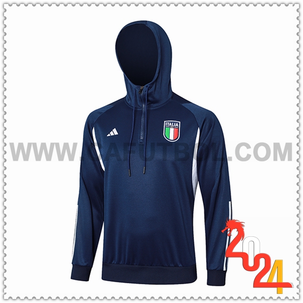 Sudadera Entrenamiento Capucha Italia Azul Oscuro 2024 2025
