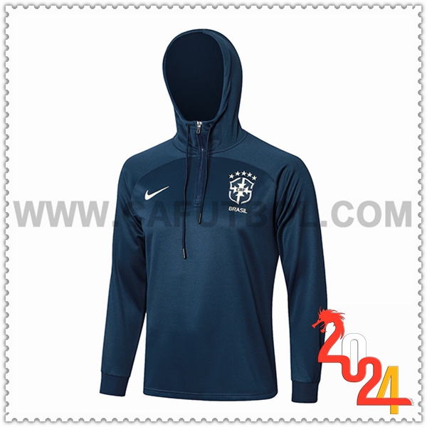 Sudadera Entrenamiento Capucha Brasil Azul marino 2024 2025