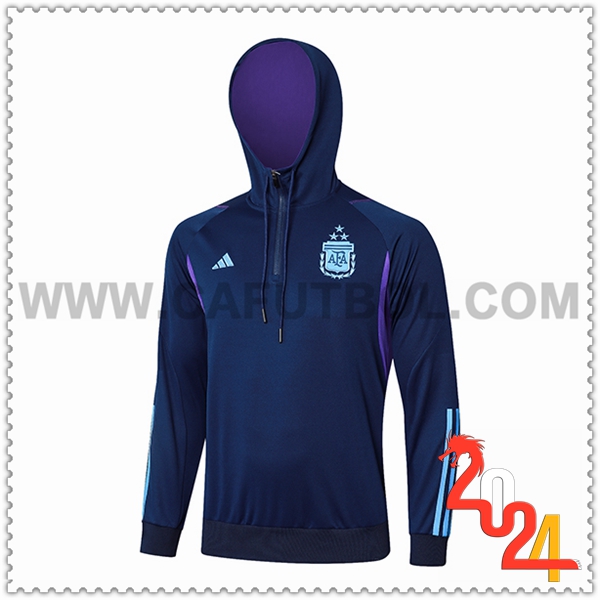 Sudadera Entrenamiento Capucha Argentina Azul Oscuro 2024 2025
