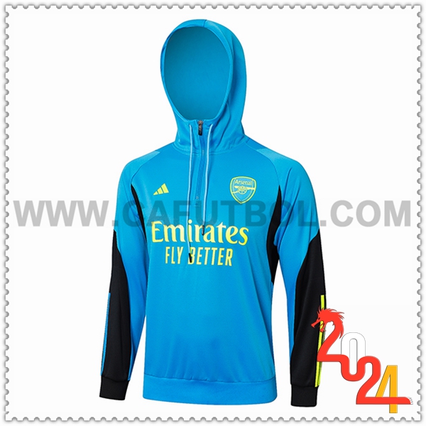 Sudadera Entrenamiento Capucha Arsenal Azul/Negro/Amarillo 2024 2025