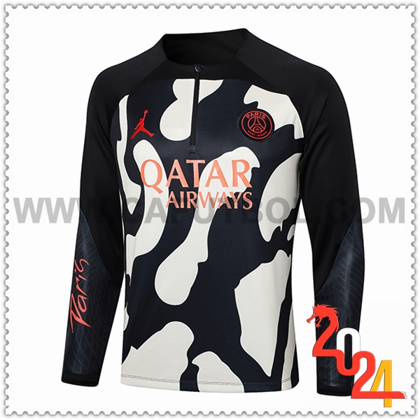 Sudadera Entrenamiento Jordan PSG Negro/Beige 2024 2025