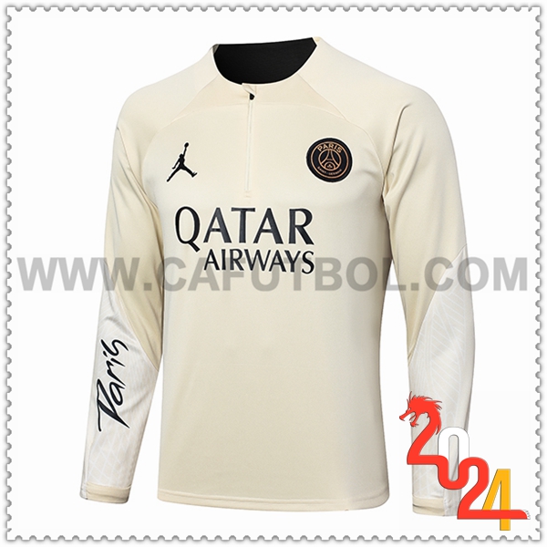 Sudadera Entrenamiento Jordan PSG Amarillo/Negro 2024 2025