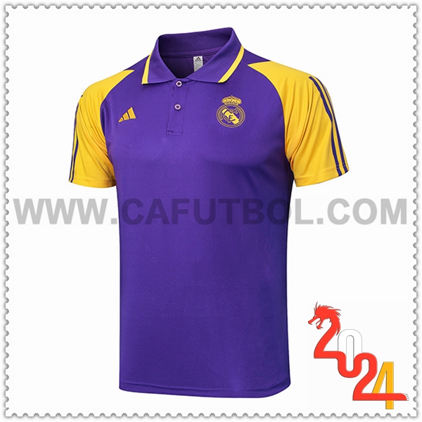 Camiseta Polo Real Madrid Violeta/Amarillo 2024 2025