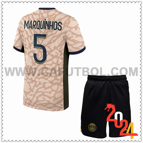 Equipacion del PSG MARQUINHOS #5 Cuarto Ninos 2023 2024