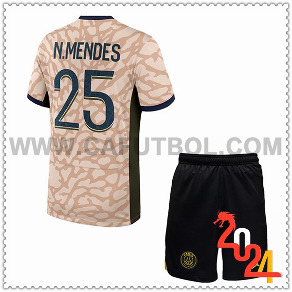 Equipacion del PSG N.MENDES #25 Cuarto Ninos 2023 2024