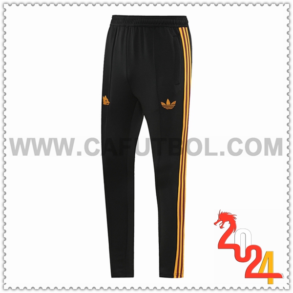 Pantalon Entrenamiento AS Roma Negro/Amarillo 2024 2025