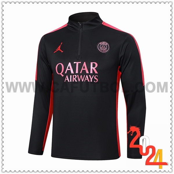 Sudadera Entrenamiento PSG Negro/Rojo 2024 2025