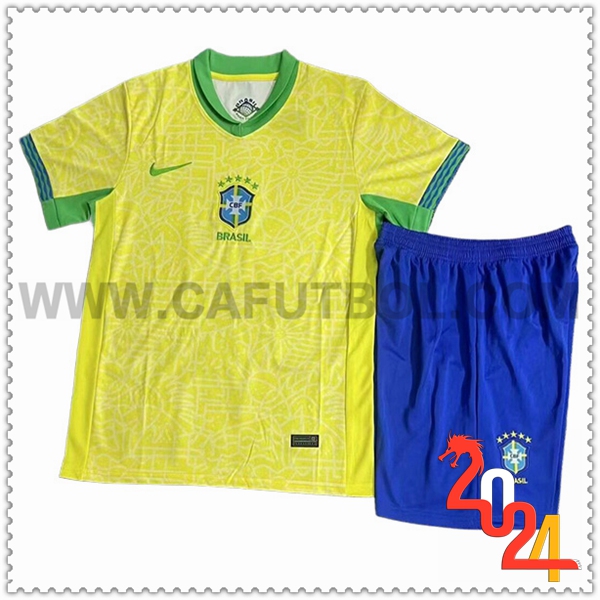Primera Equipacion del Brasil Ninos AMARILLO 2024 2025