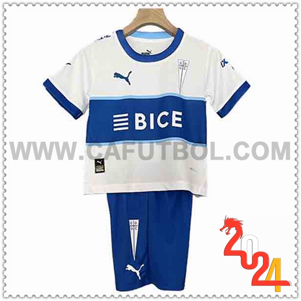 Primera Equipacion del Deportivo Universidad Catolica Ninos Blanco Azul 2024 2025