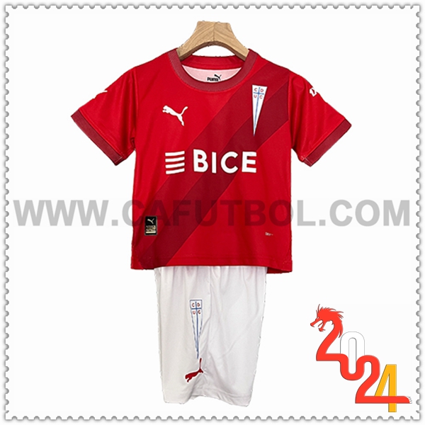 Segunda Equipacion del Deportivo Universidad Catolica Ninos Rojo 2024 2025