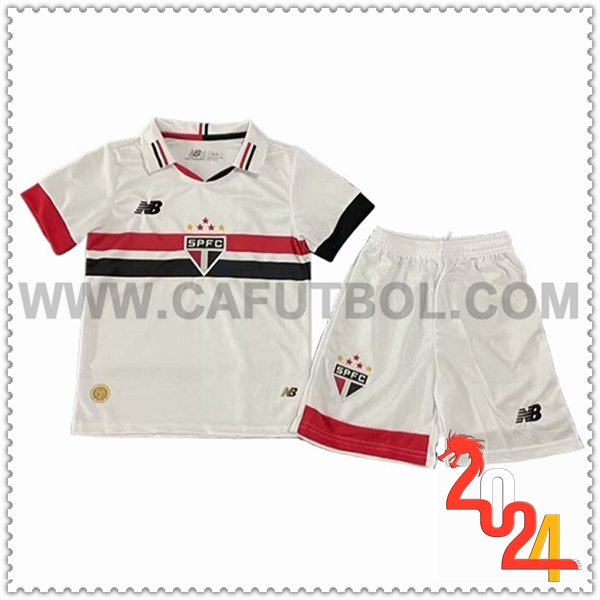 Primera Equipacion del Sao Paulo FC Ninos Blanco 2024 2025