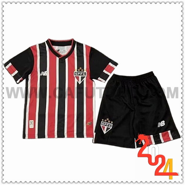 Segunda Equipacion del Sao Paulo FC Ninos Negro Rojo 2024 2025