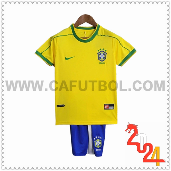 Primera Equipacion Retro Brasil Ninos 1998