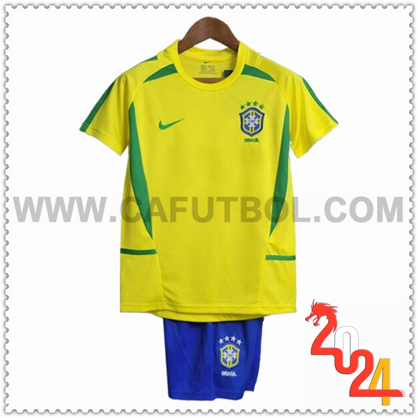 Primera Equipacion Retro Brasil Ninos 2002