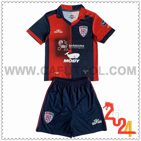 Primera Equipacion del Cagliari Ninos Rojo Azul 2023/2024