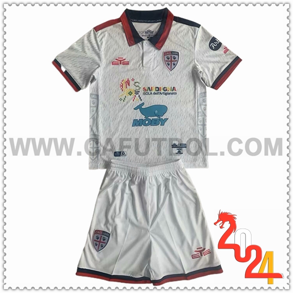 Segunda Equipacion del Cagliari Ninos Blanc 2023/2024