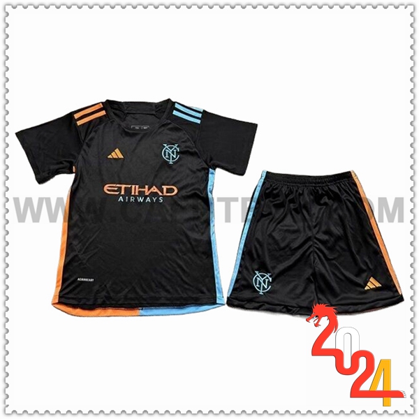 Segunda Equipacion del New York City FC Ninos Negro 2024 2025