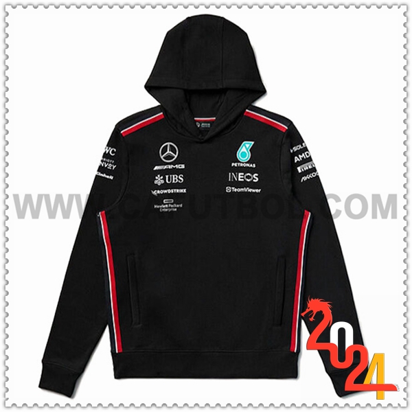 Sudadera Capucha F1 Mercedes Benz Team Negro/Rojo 2024