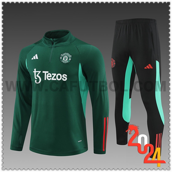 Chandal Futbol Manchester United Ninos Verde/Negro 2024 2025