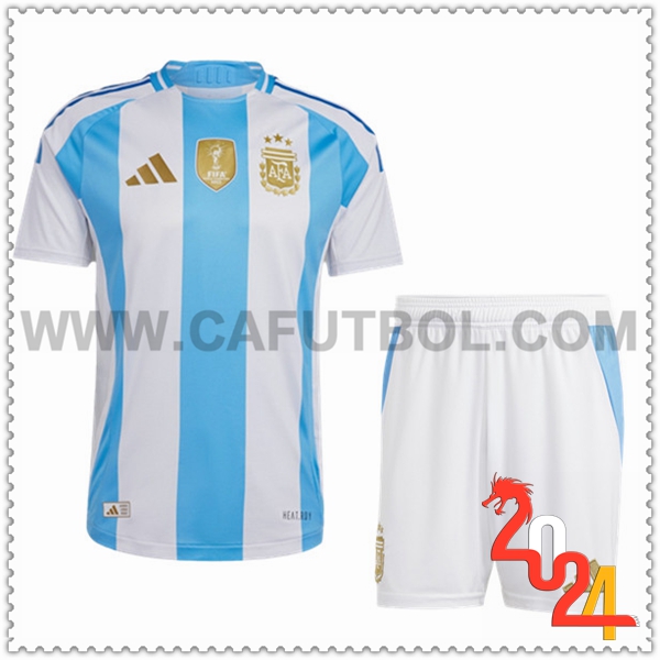 Primera Equipacion del Argentina Ninos Blanco Azul cielo 2024 2025