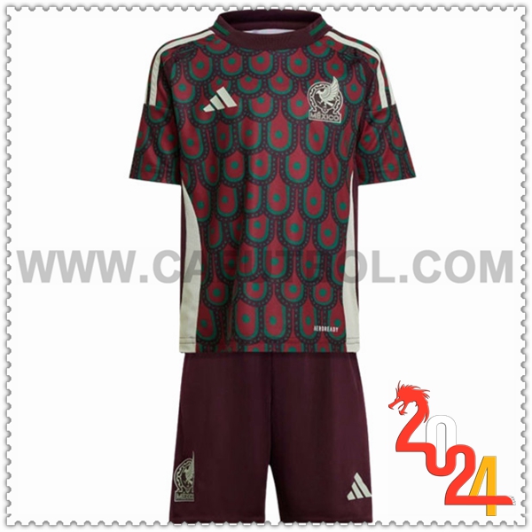 Primera Equipacion del México Ninos Rojo oscuro 2024 2025