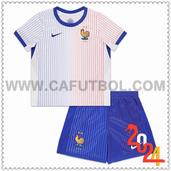 Segunda Equipacion del Francia Ninos Blanco Eurocopa 2024
