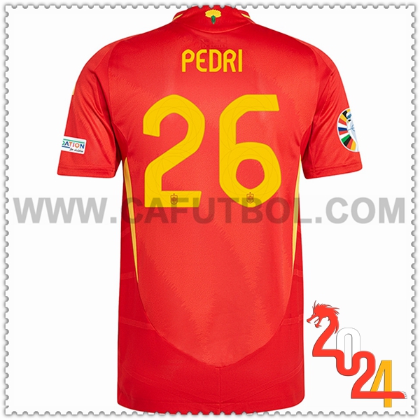 Primera Camiseta Futbol España PEDRI #26 Rojo Eurocopa 2024