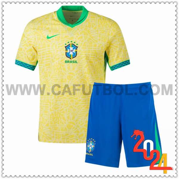 Primera Equipacion del Brasil Ninos AMARILLO 2024 2025