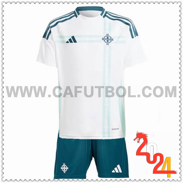 Segunda Equipacion del Irlanda del norte Ninos Blanco 2024 2025