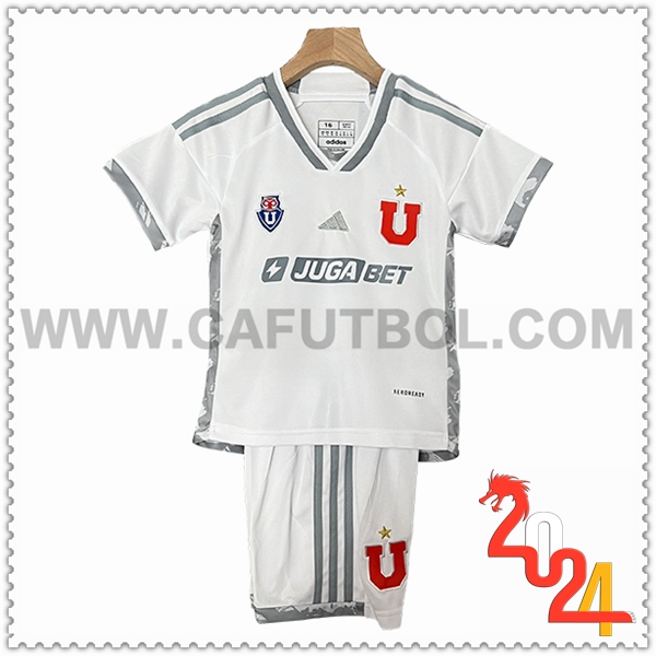 Segunda Equipacion del Universidad De Chile Ninos Blanco 2024 2025