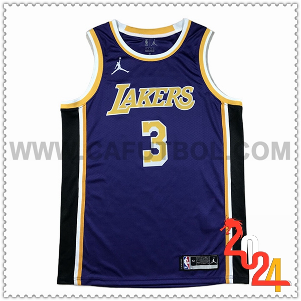 Camisetas De Futbol Los Angeles Lakers (DAVIS #3) 2024/25 Violeta/Negro/Amarillo