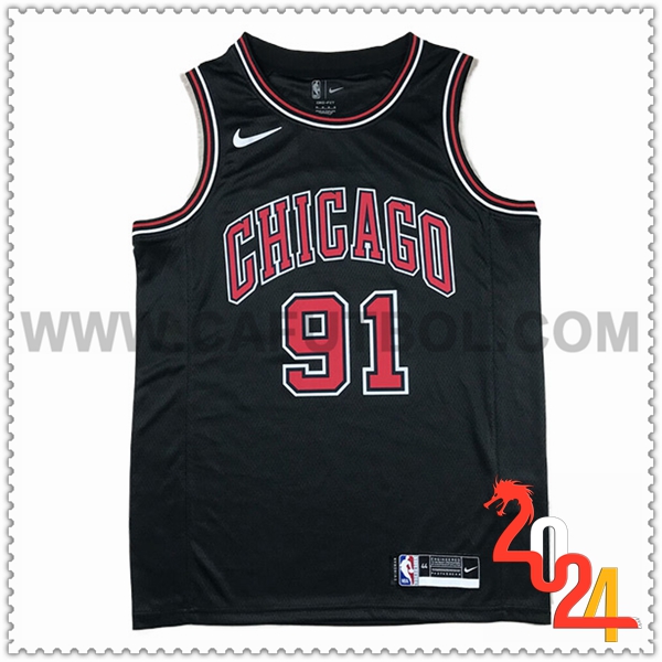 Camisetas De Futbol Chicago Bulls (ROOMAN #91) 2024/25 Negro/Rojo -02