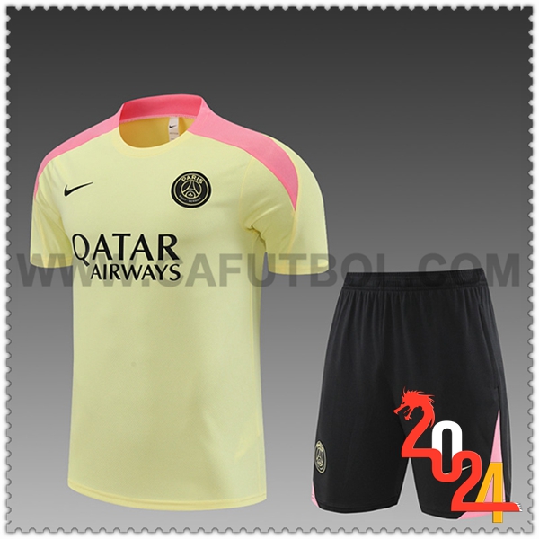 Camiseta Entrenamiento + Cortos PSG Ninos Amarillo/Rosa/Negro 2024 2025